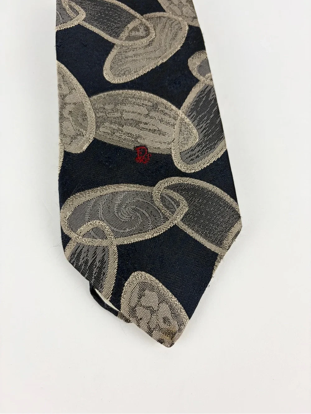 Christian Dior Monsieur Tie Oval Abstract Design Silk Necktie